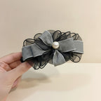 Mesh Striped Pearl Banana Hair Clip – hair accessories (view 5)