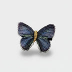 Butterfly Hair Clip Gold Black Embroidered