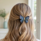 Butterfly Hair Clip Gold Black Embroidered