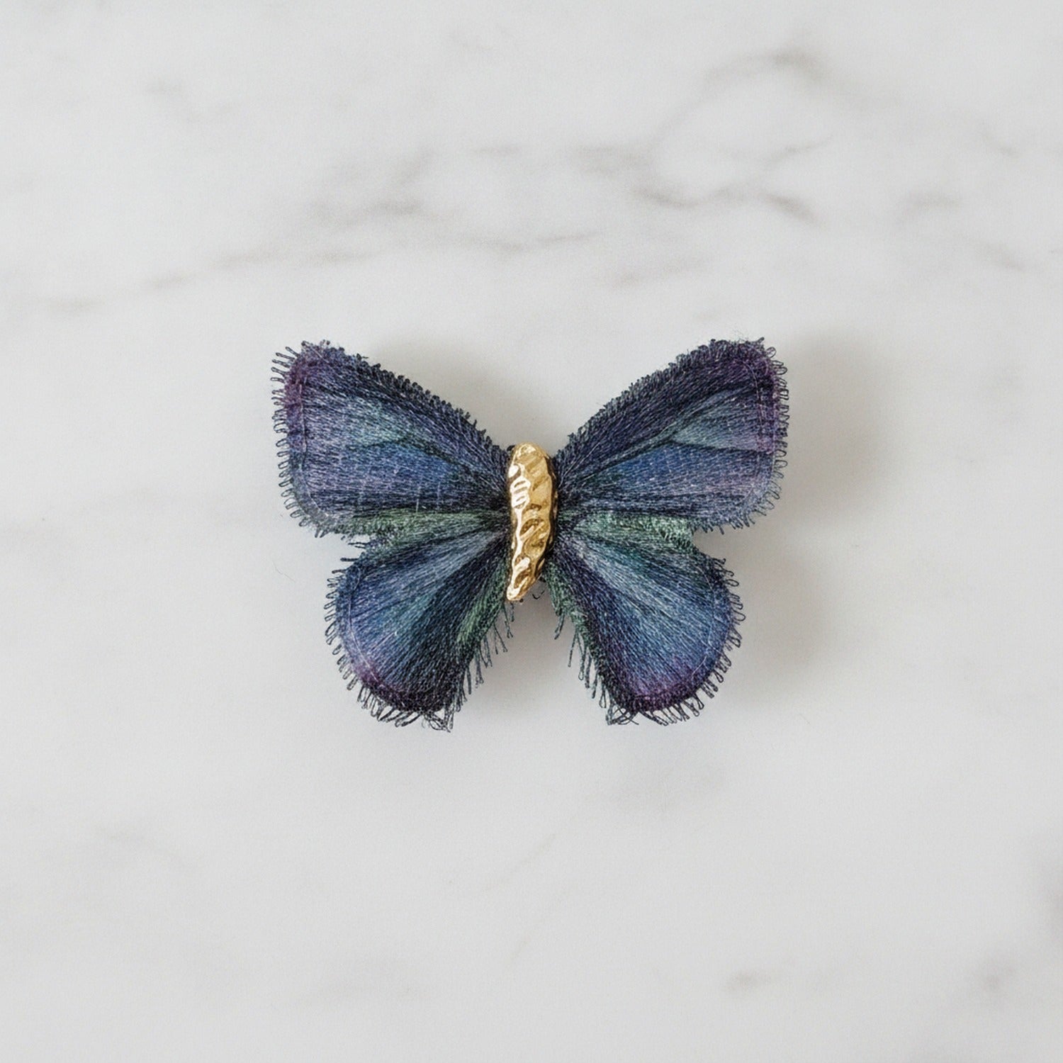 Butterfly Hair Clip Gold Black Embroidered