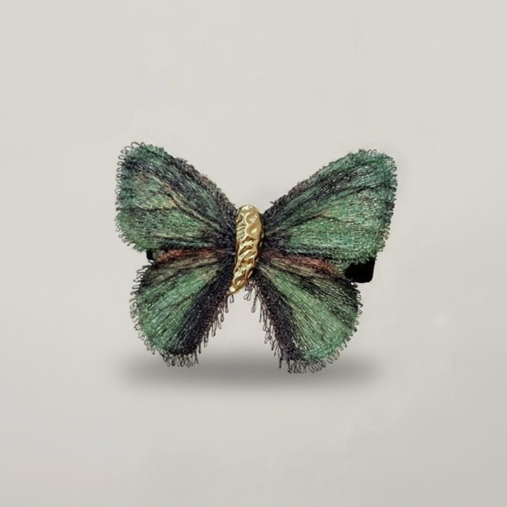 Emerald Green Butterfly Hair Clip With Gold