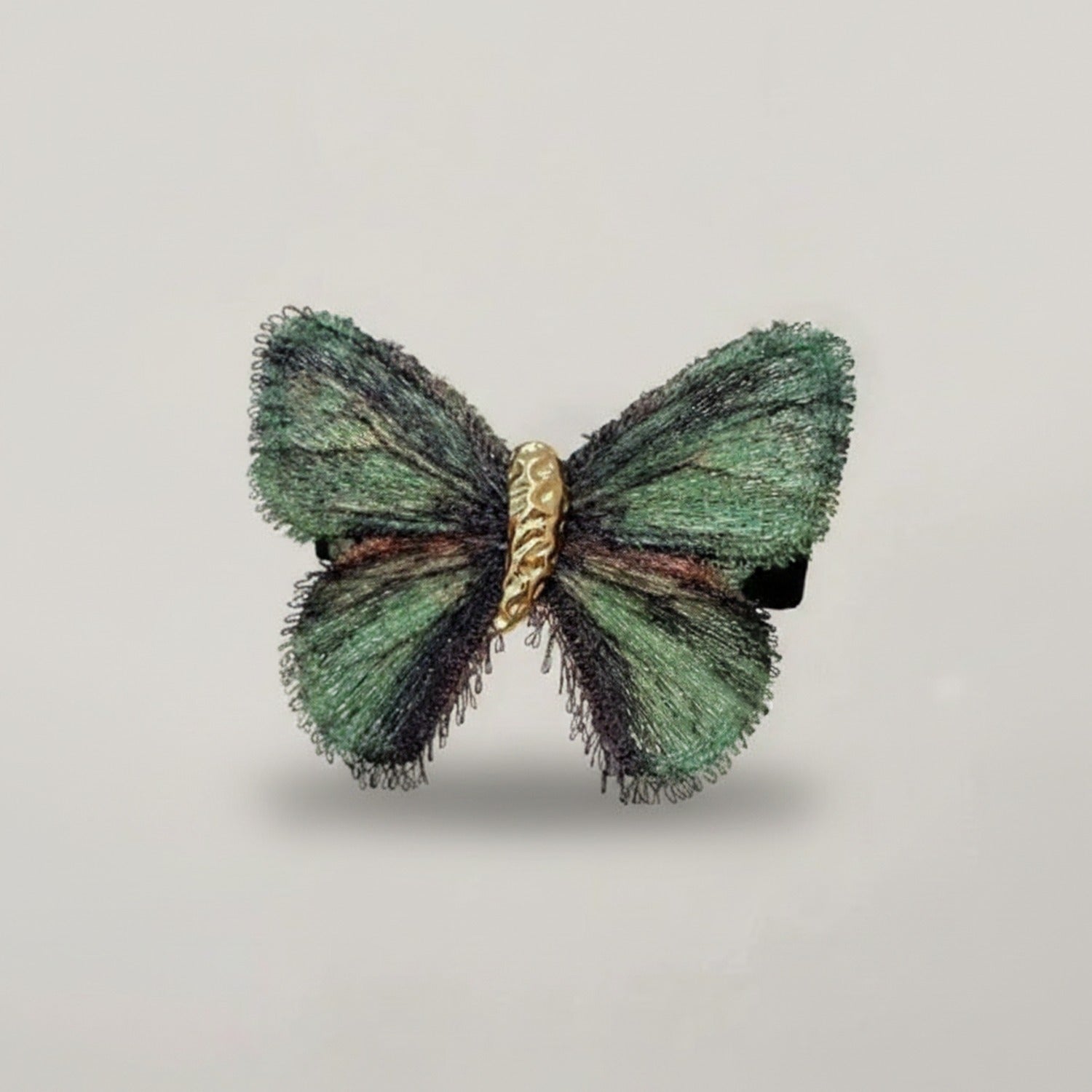 Emerald Green Butterfly Hair Clip With Gold