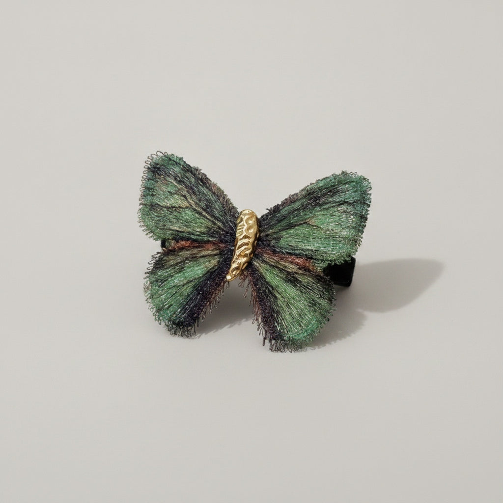 Emerald Green Butterfly Hair Clip With Gold – hair accessories (view 1)
