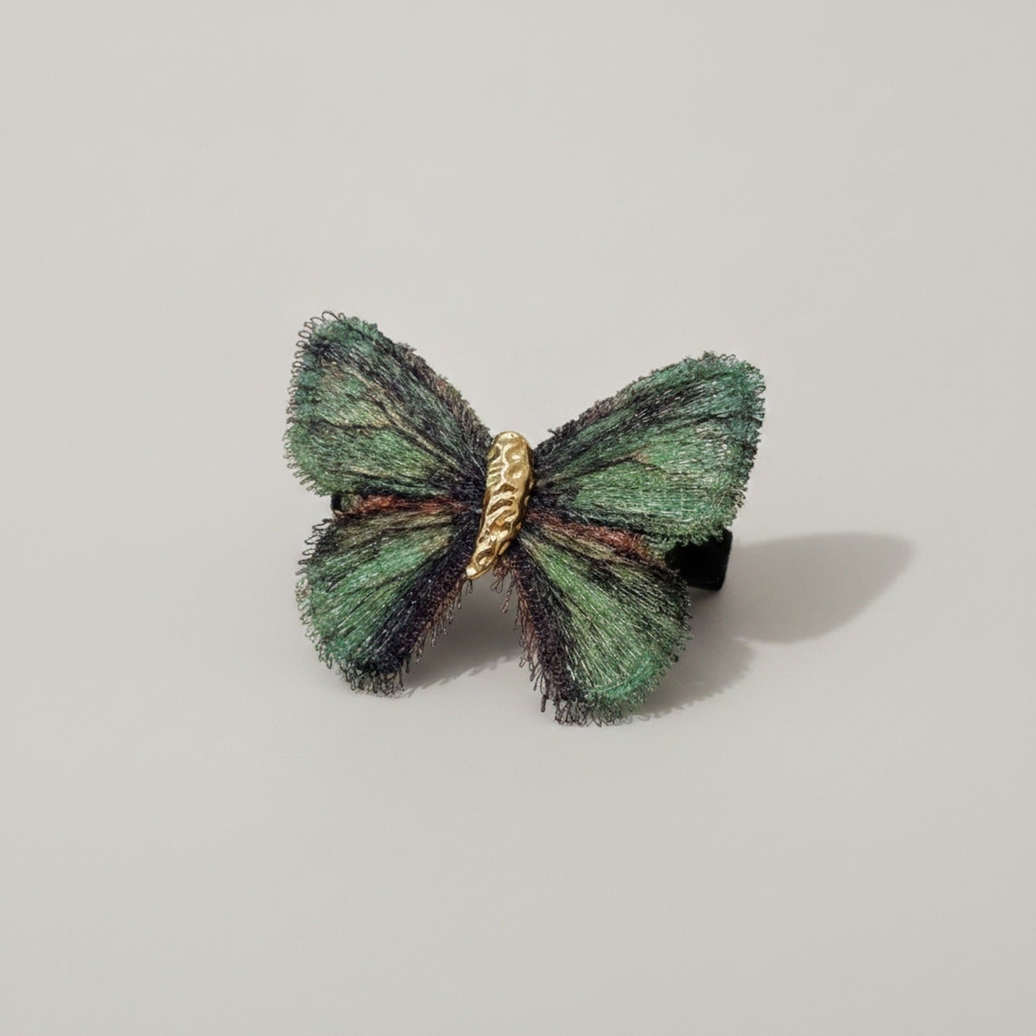 Emerald Green Butterfly Hair Clip With Gold