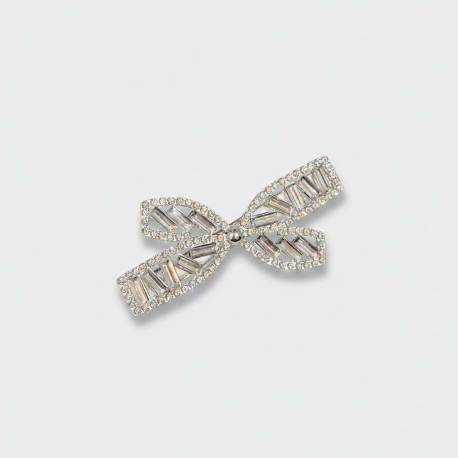 Rhinestone Bow Hair Clip Silver Crystal