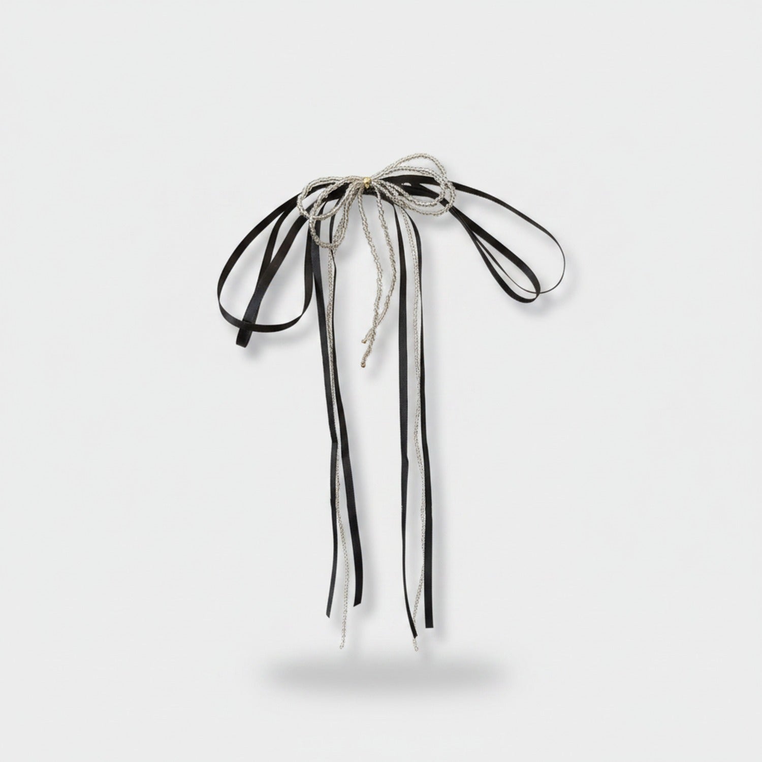 Ribbon Bow Hair Clip With Tassel Charm