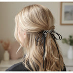 Ribbon Bow Hair Clip With Tassel Charm