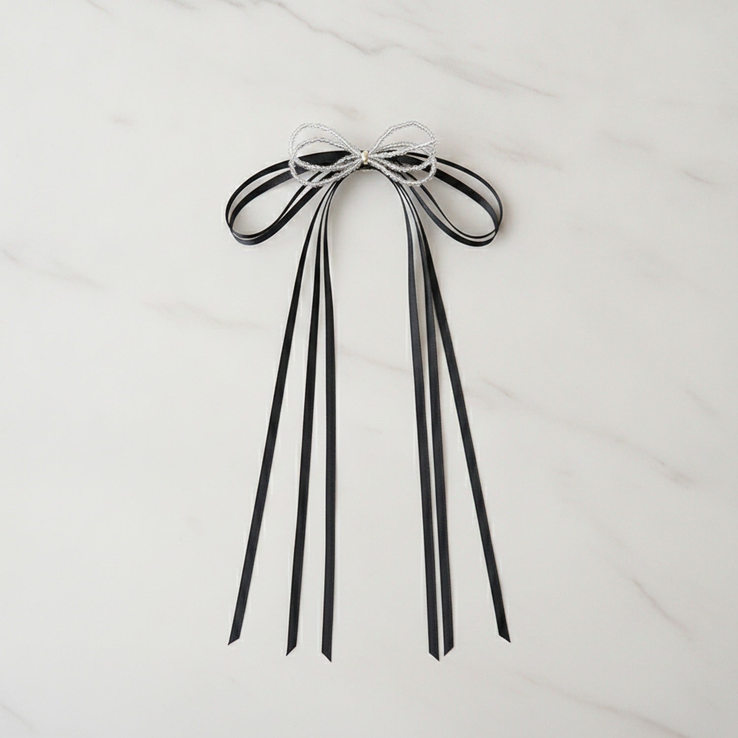 Ribbon Bow Hair Clip With Tassel Charm