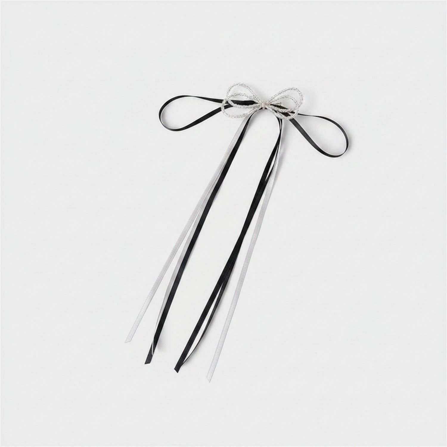 Ribbon Bow Hair Clip With Tassel Charm