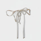 Cream Ribbon Bow Hair Clip With Chain Detail