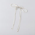 Cream Ribbon Bow Hair Clip With Chain Detail – hair accessories (view 1)