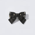 Black Tweed Bow Hair Clip with Pearl Details – hair accessories (view 1)