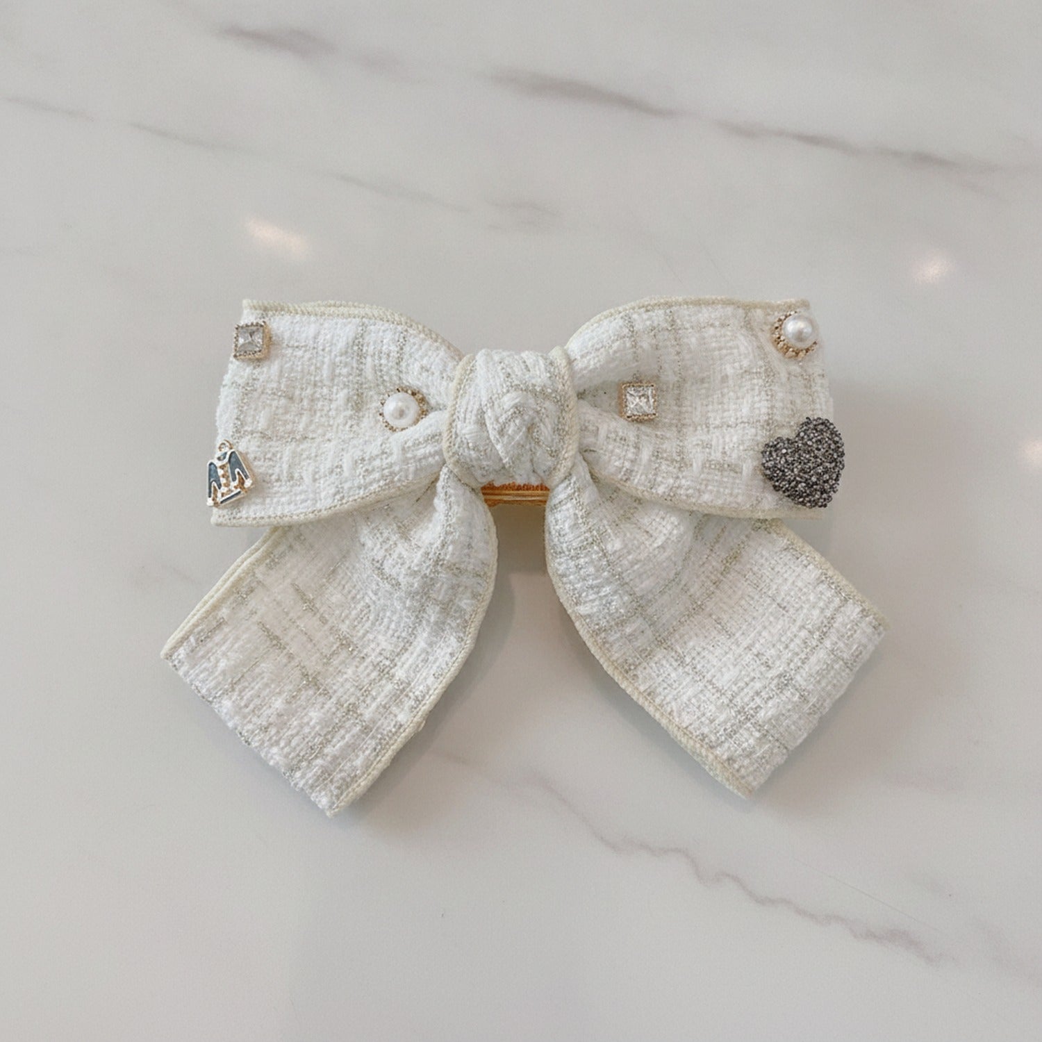 Pearl & Rhinestone Textured Horse Hair Clips