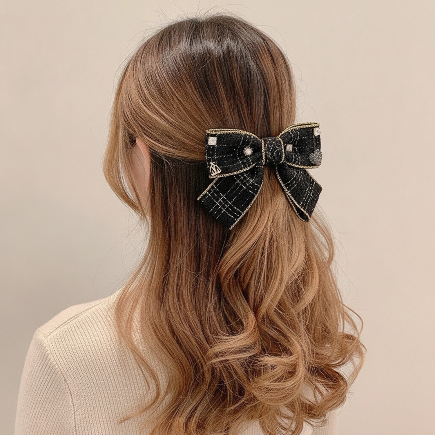 Pearl & Rhinestone Textured Horse Hair Clips