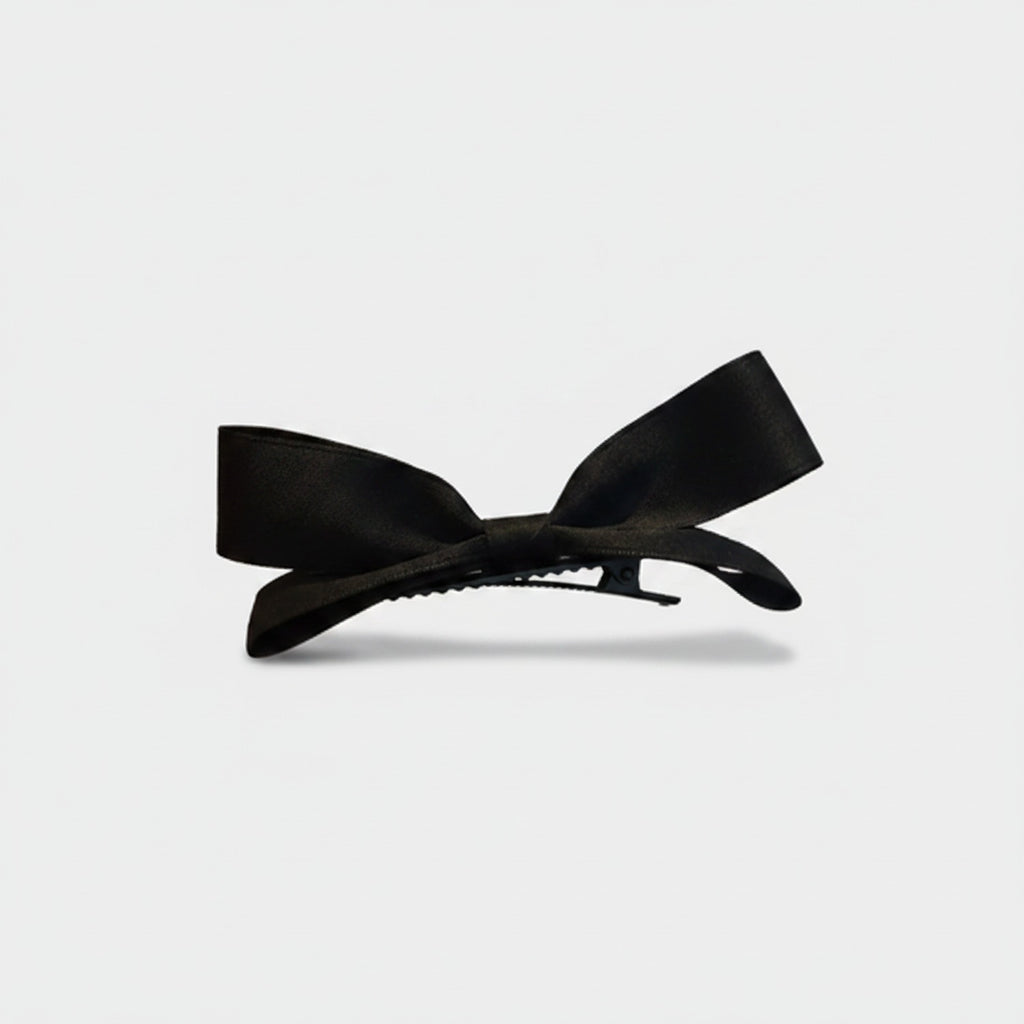 Black Satin Bow Hair Clip