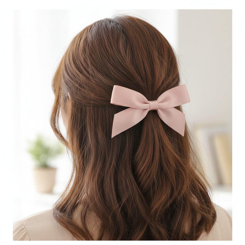 Blush Satin Bow Hair Clip