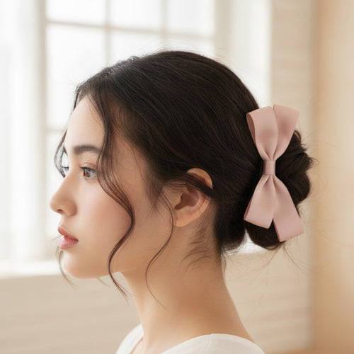 Blush Satin Bow Hair Clip