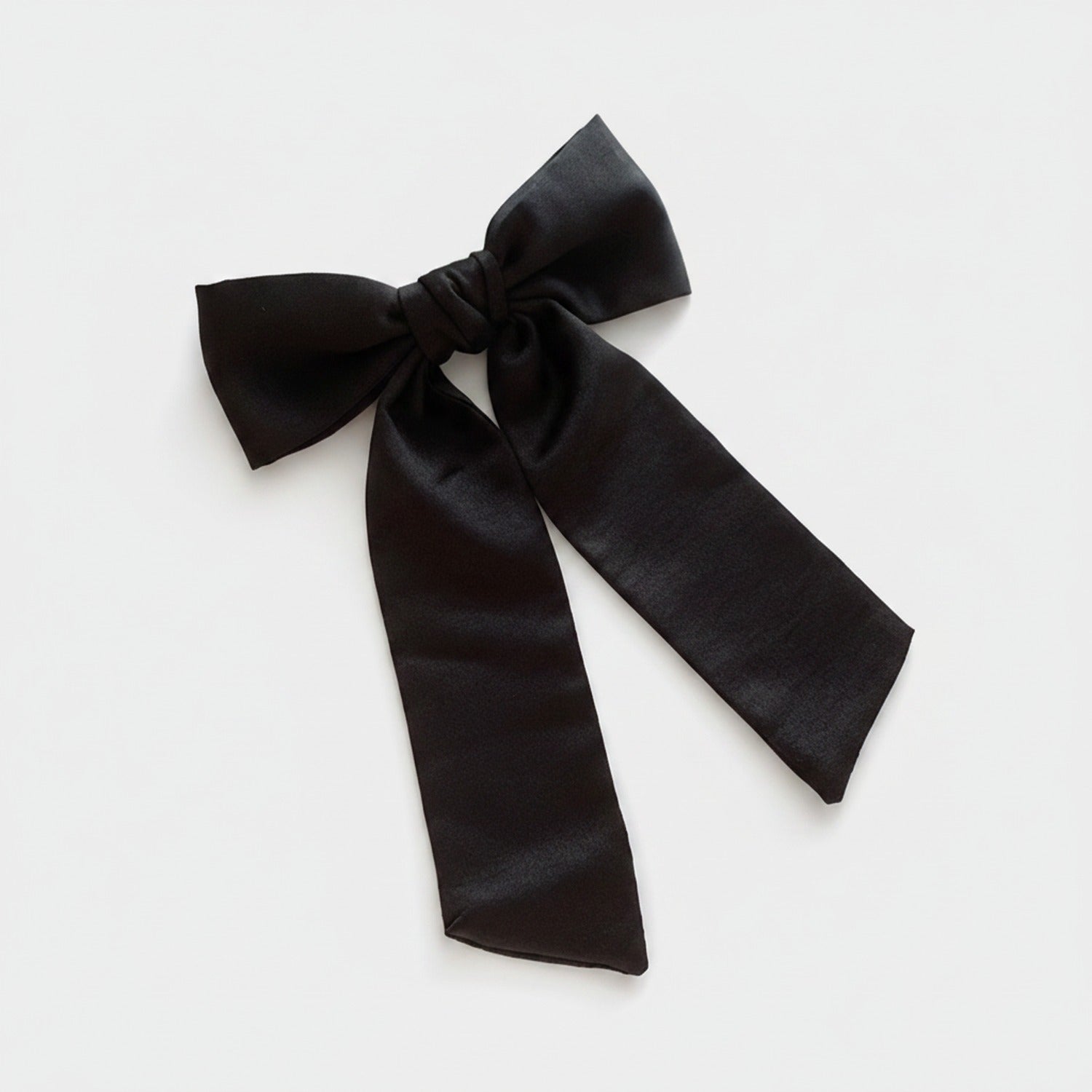 Black Satin Bow Hair Clip