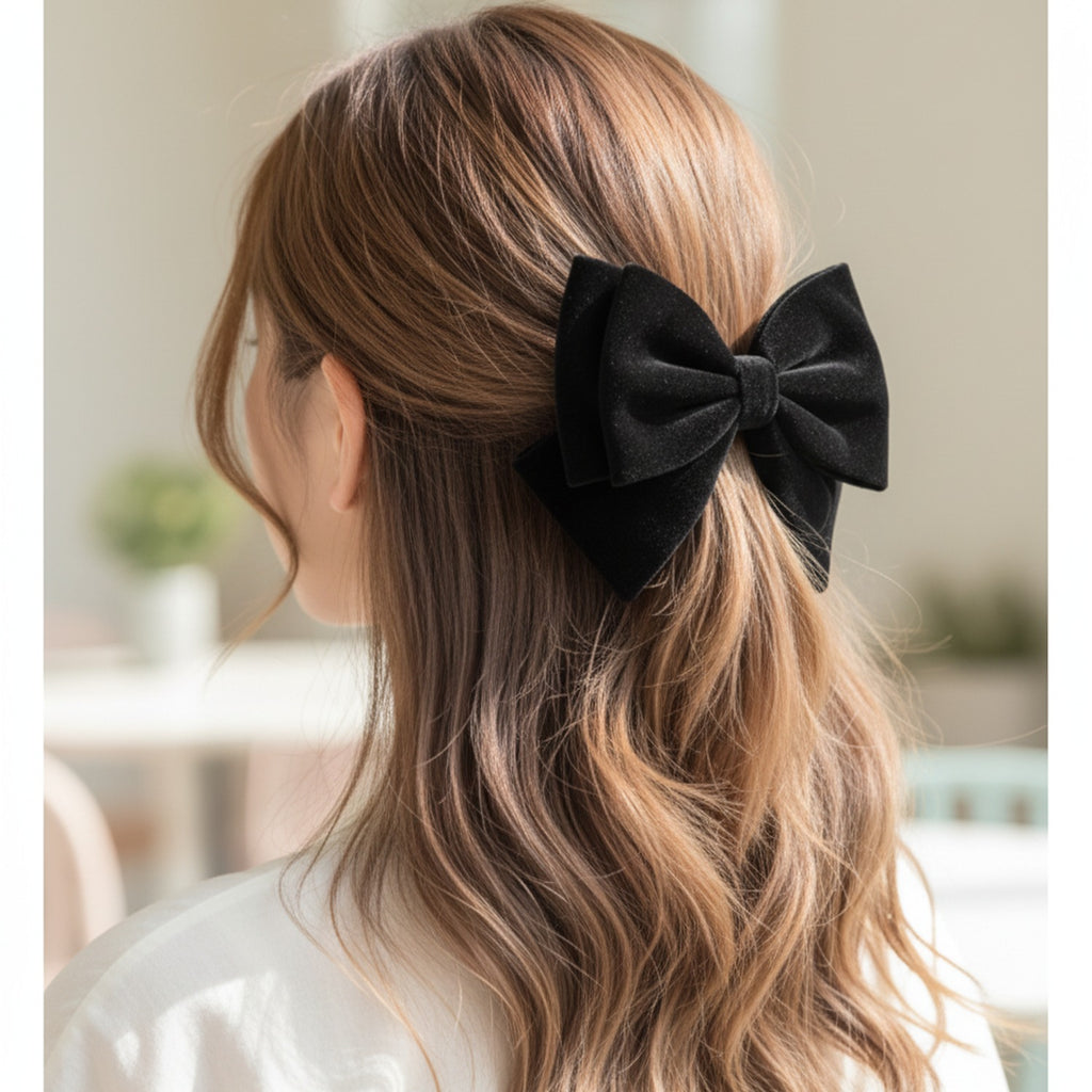 Black Velvet Bow Hair Clip