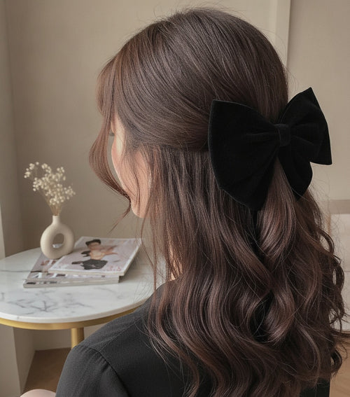 Black Velvet Bow Hair Clip