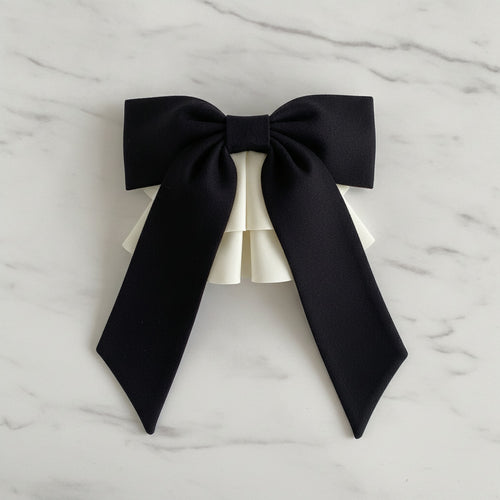 Black Ruffle Claw Hair Clip Cream