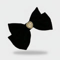 Black Pearl Heart Hair Bow Clip