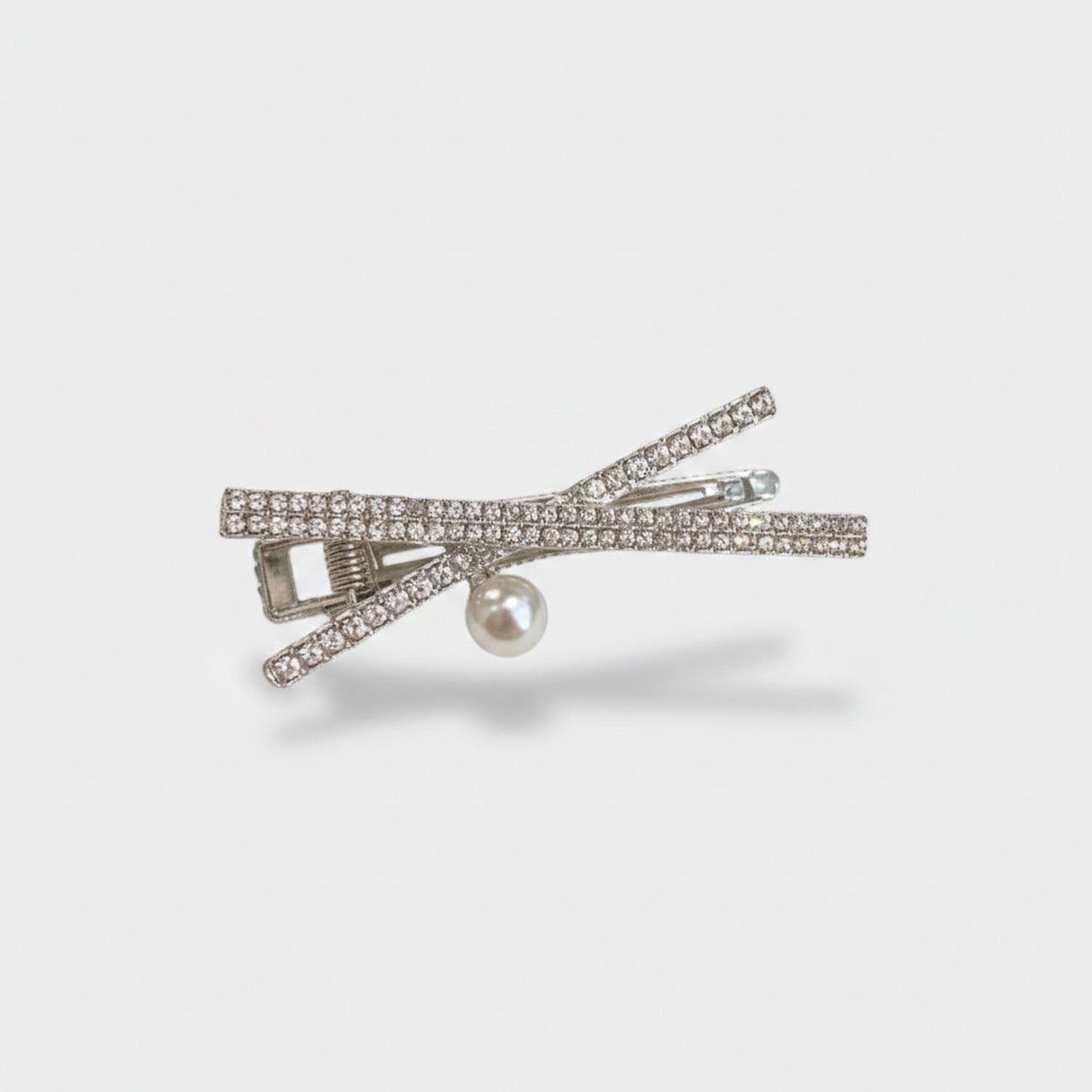 Pearl and Rhinestone Bow Hair Clip
