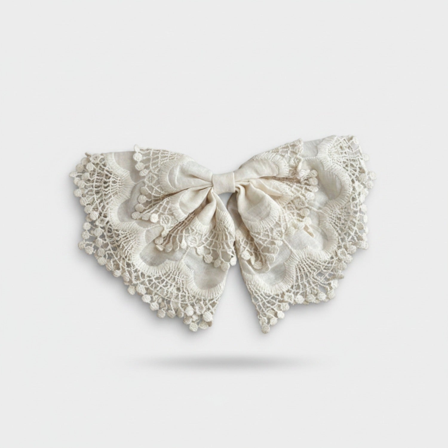 Lace Butterfly Hair Bow Clip Pearl Detail