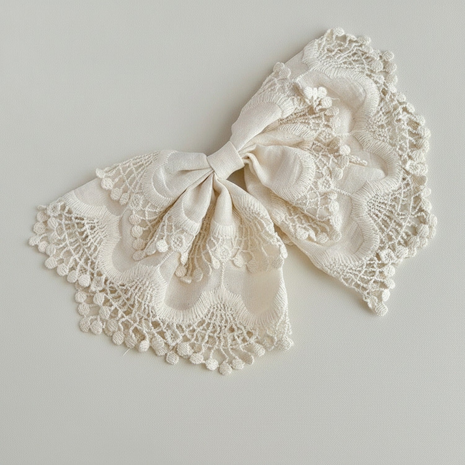 Lace Butterfly Hair Bow Clip Pearl Detail