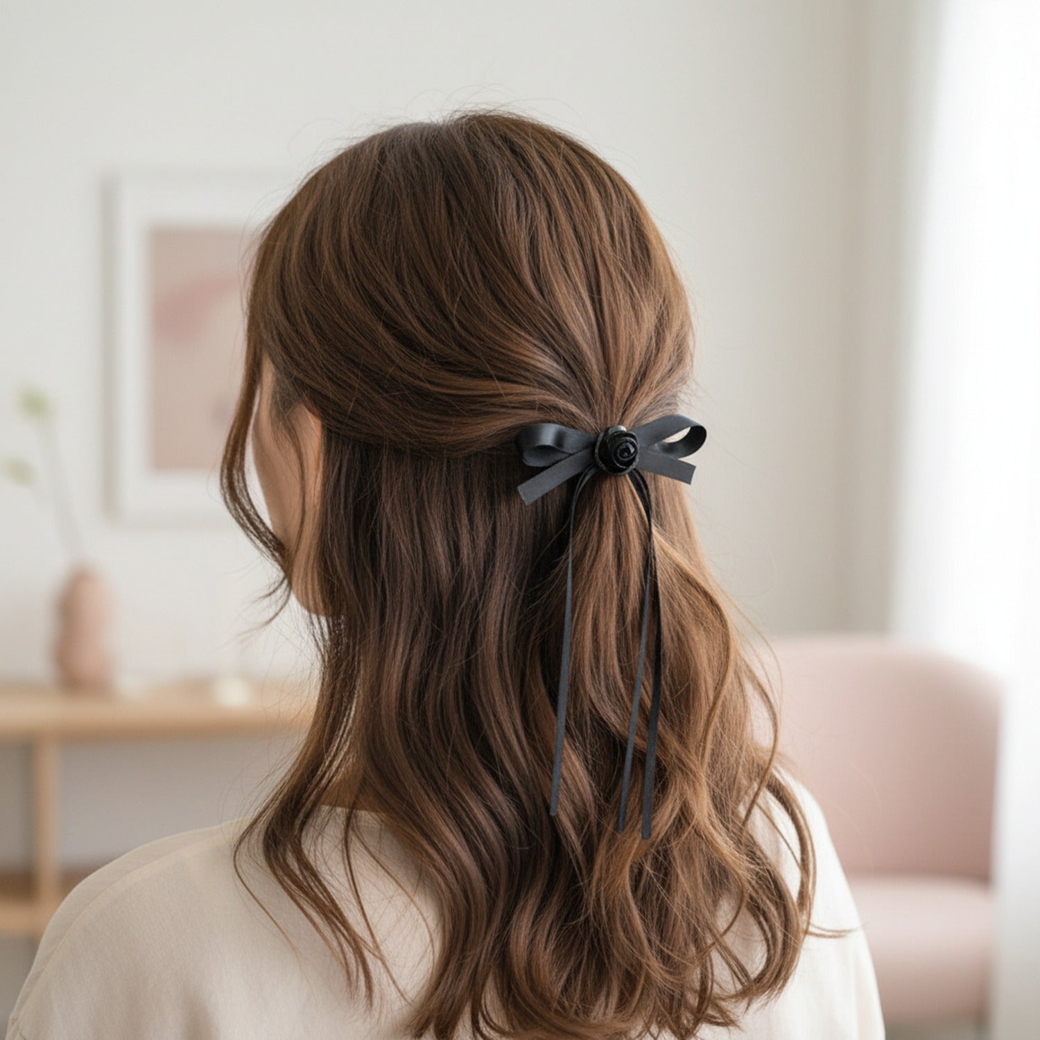 Black Velvet Bow Hair Clips Set