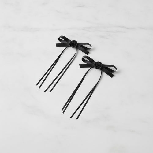 Black Velvet Bow Hair Clips Set