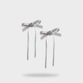 Silver Ribbon Bow Hair Clips Set