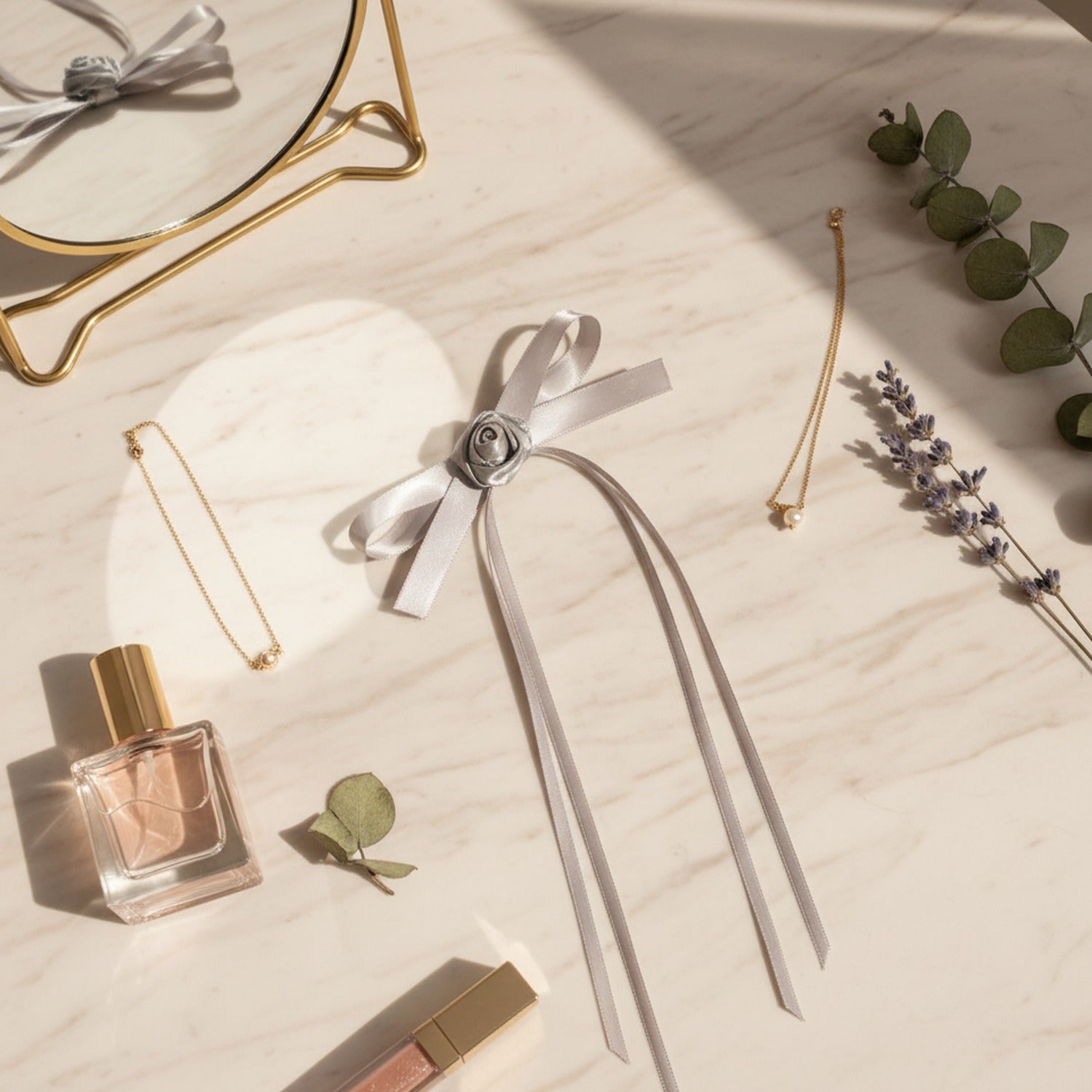 Silver Ribbon Bow Hair Clips Set – hair accessories (view 2)