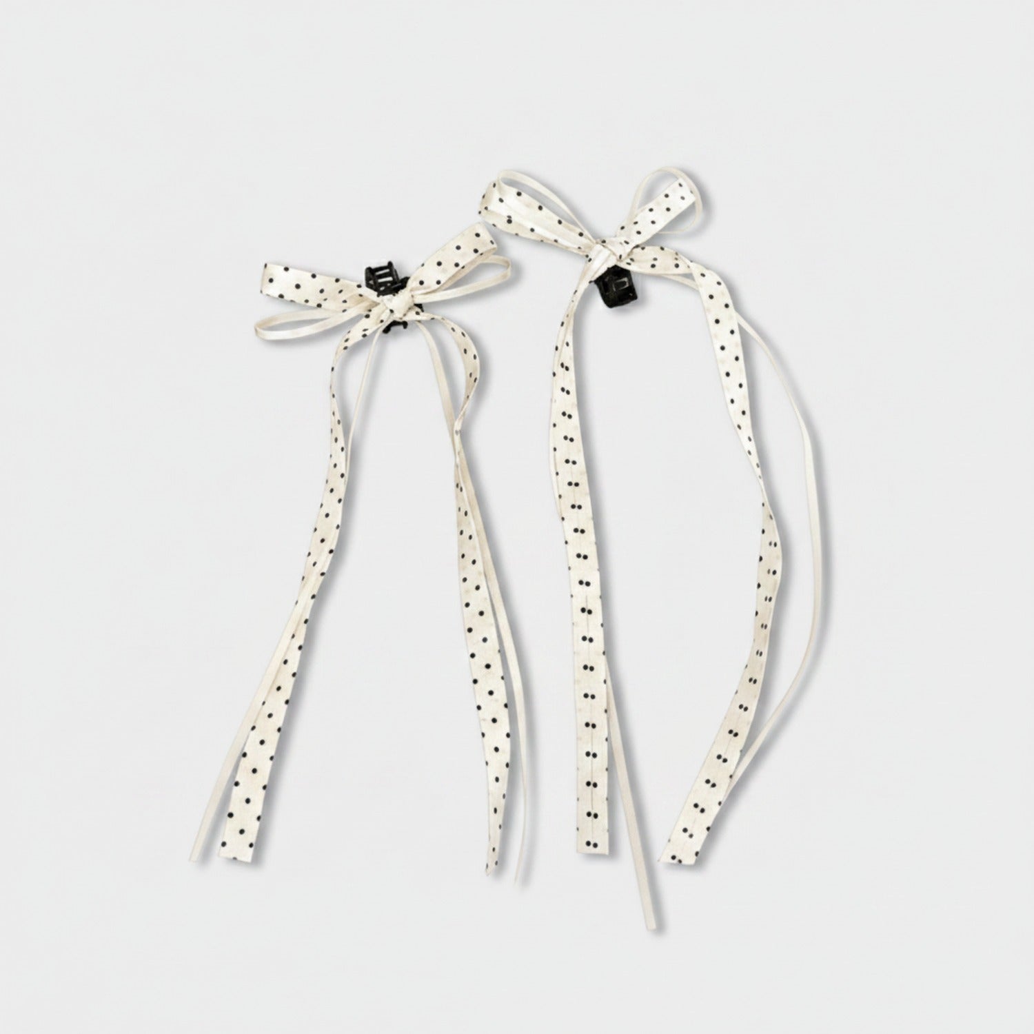 Polka Dot Ribbon Hair Bow Clips Set