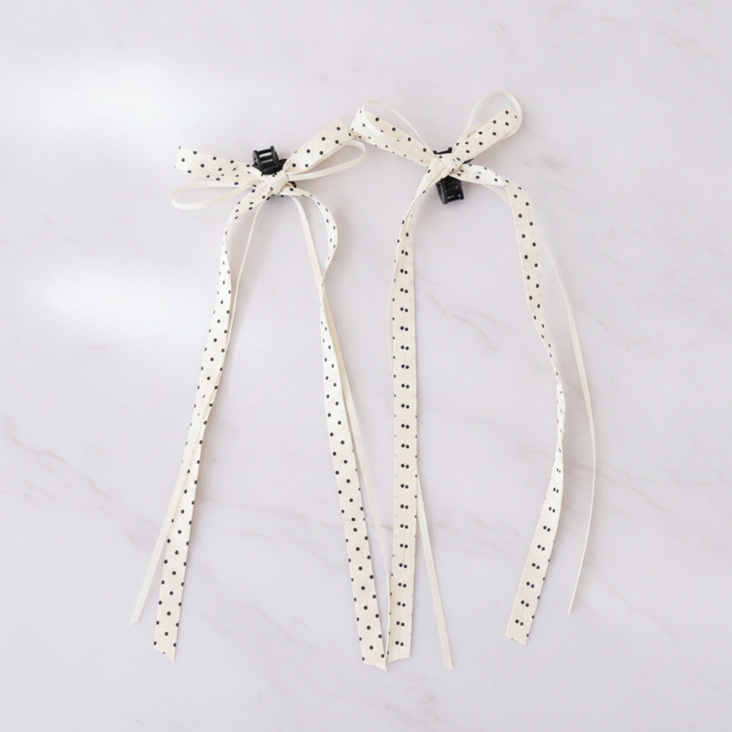 Polka Dot Ribbon Hair Bow Clips Set
