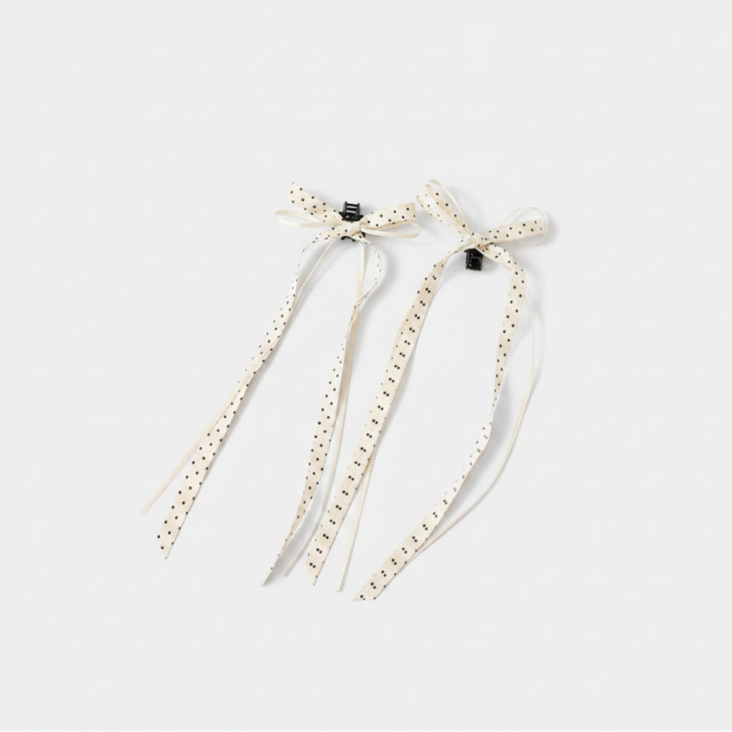 Polka Dot Ribbon Hair Bow Clips Set – hair accessories (view 1)