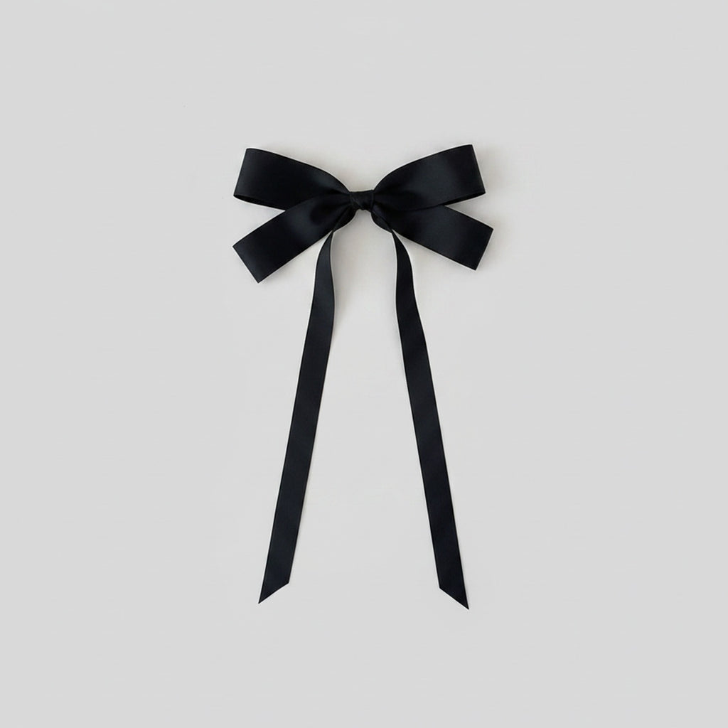 Black Satin Ribbon Bow Hair Clip
