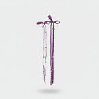 Purple Ribbon Hair Bow Clips With Pearl Beads