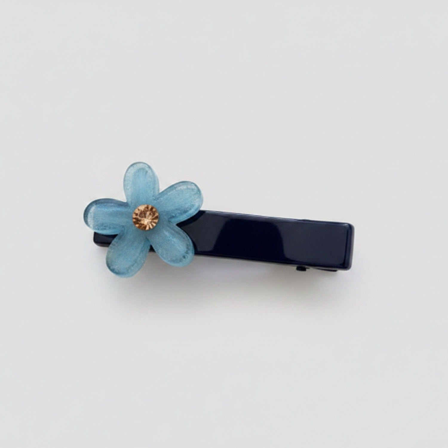 Blue Flower Hair Clip With Gold Center