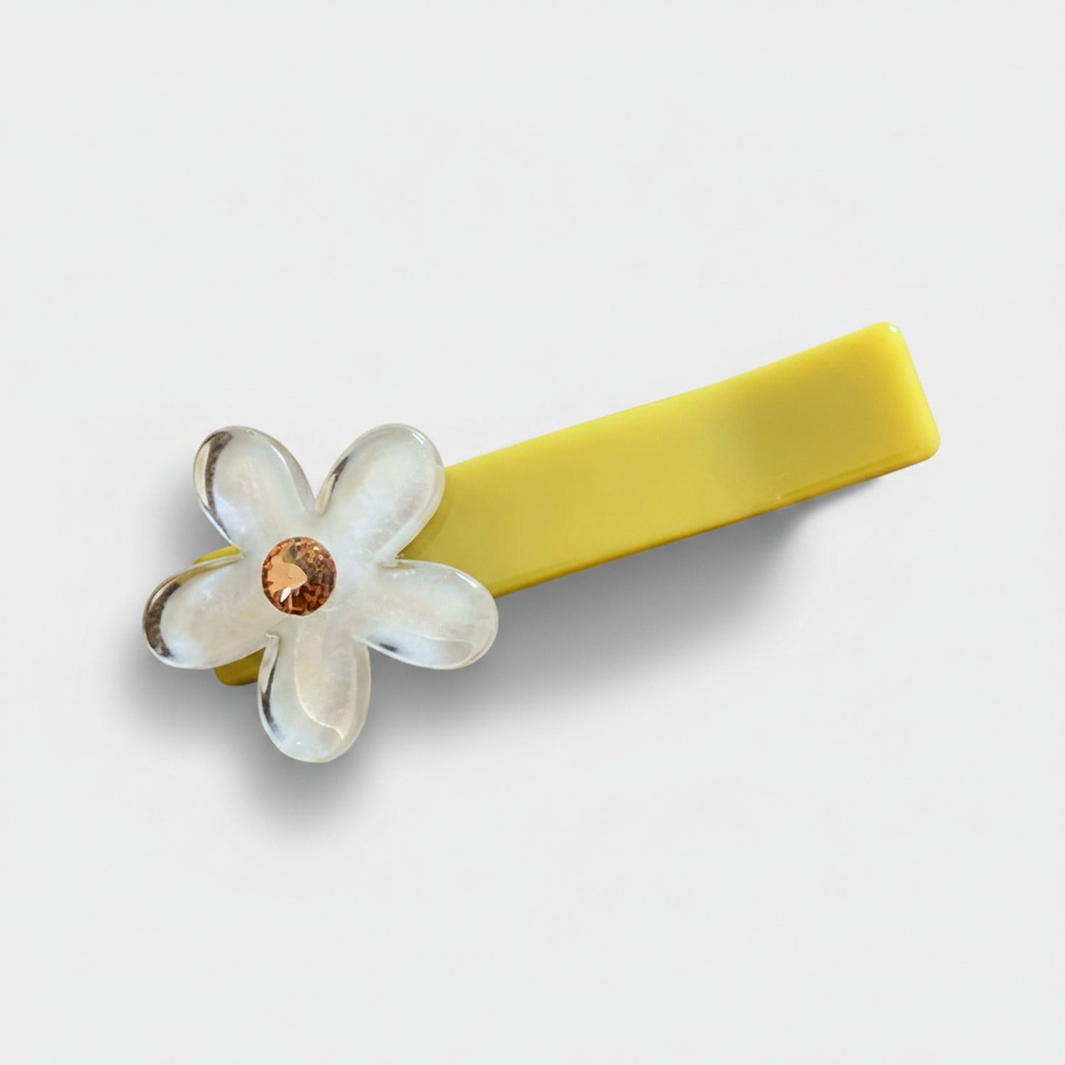 Flower Crystal Hair Clip Yellow