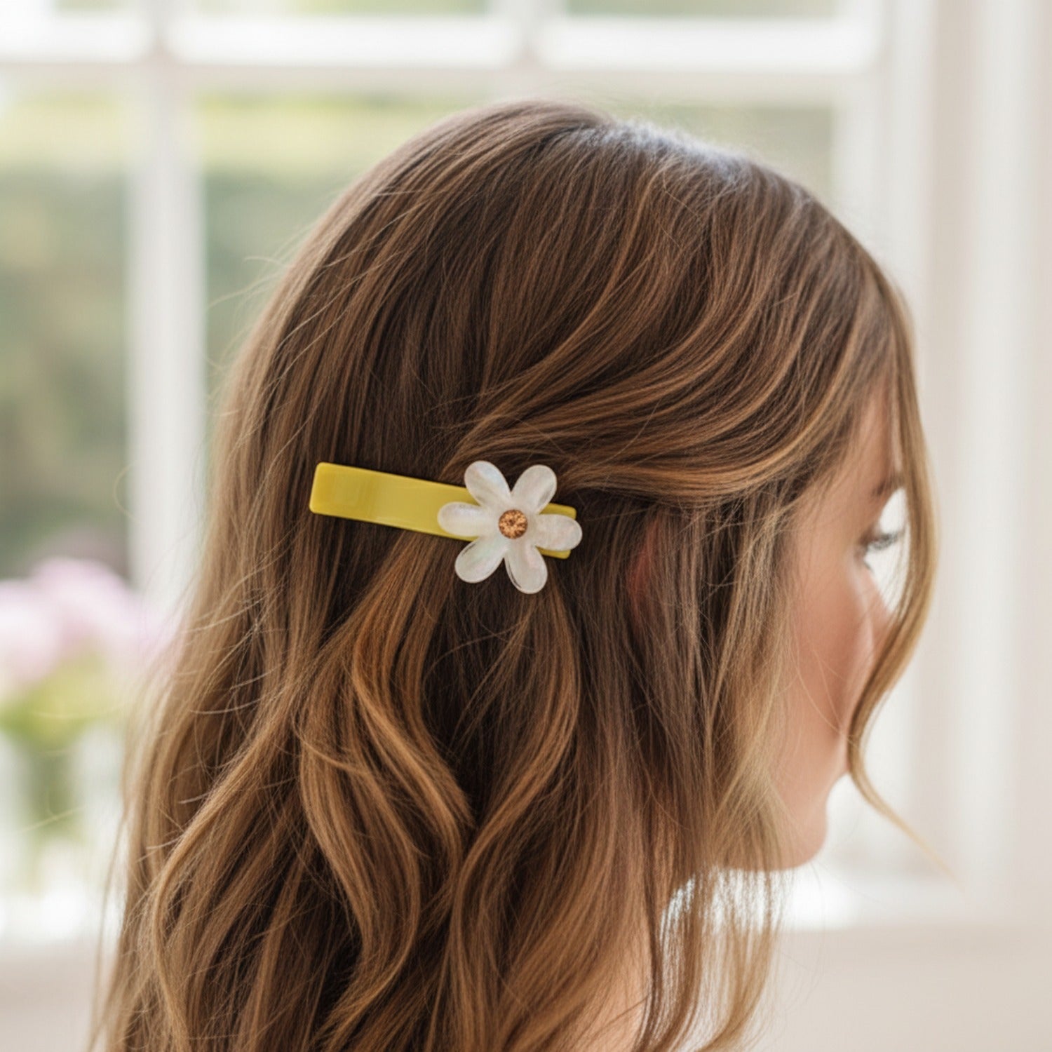 Flower Crystal Hair Clip Yellow