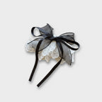 Lace Bow Hair Clip With Black Ribbon
