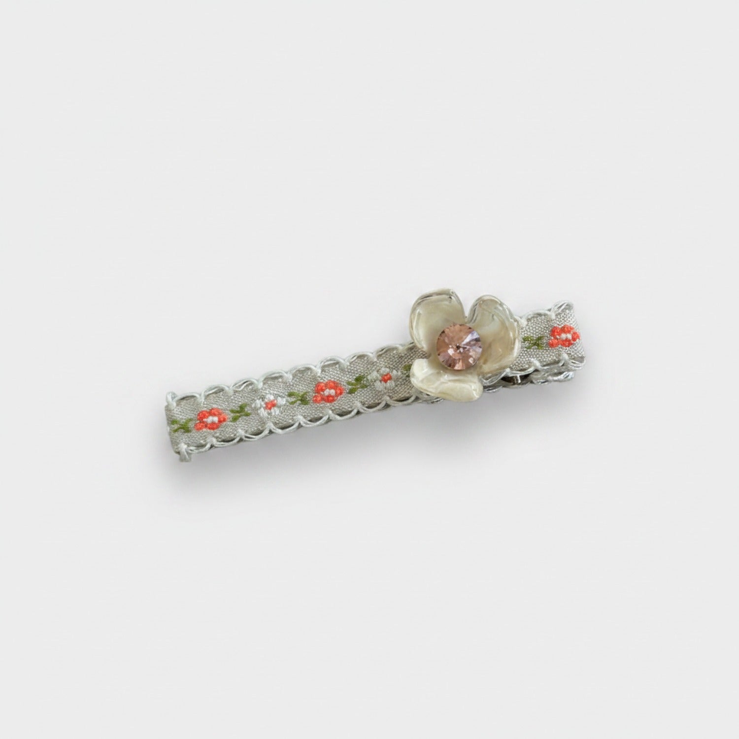 Pearl Flower Hair Clip With Rhinestone Center