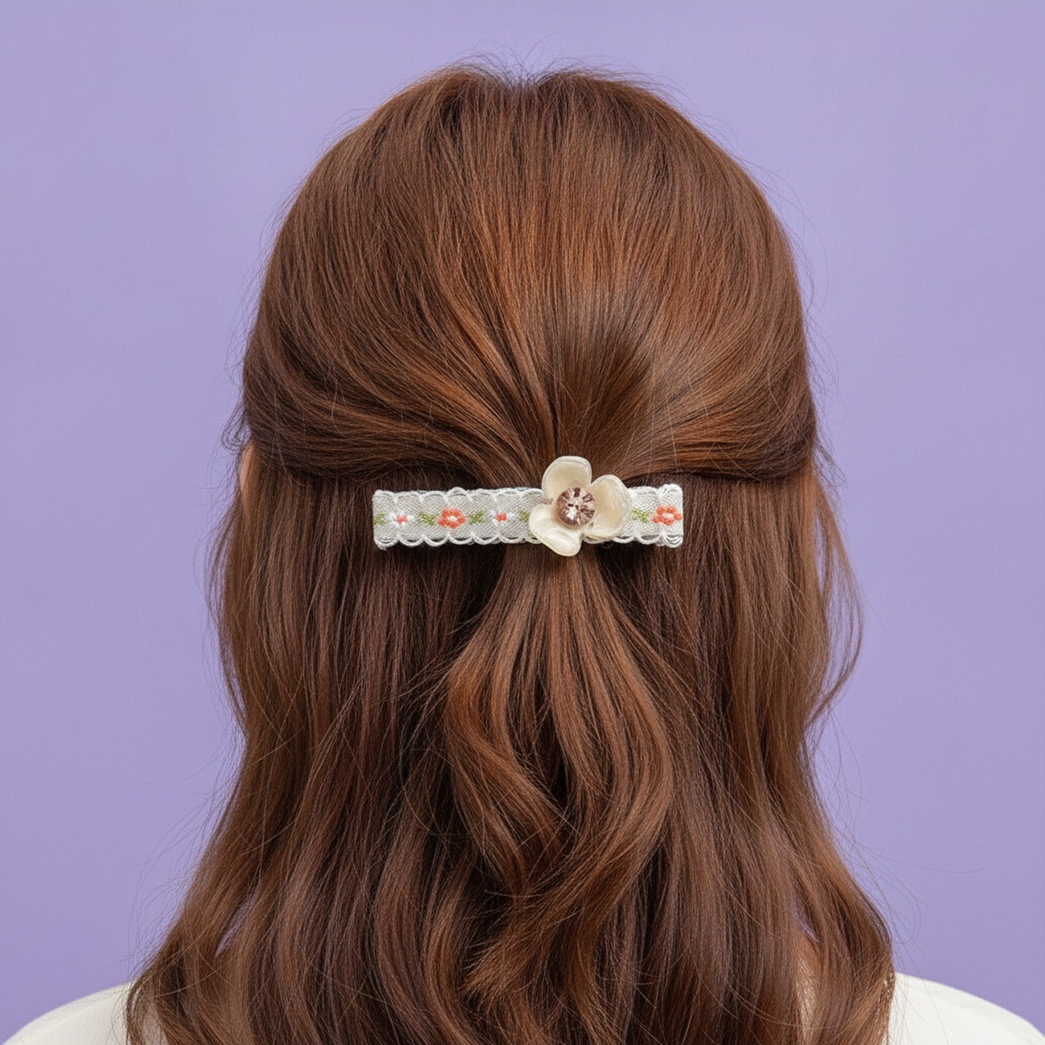 Pearl Flower Hair Clip With Rhinestone Center