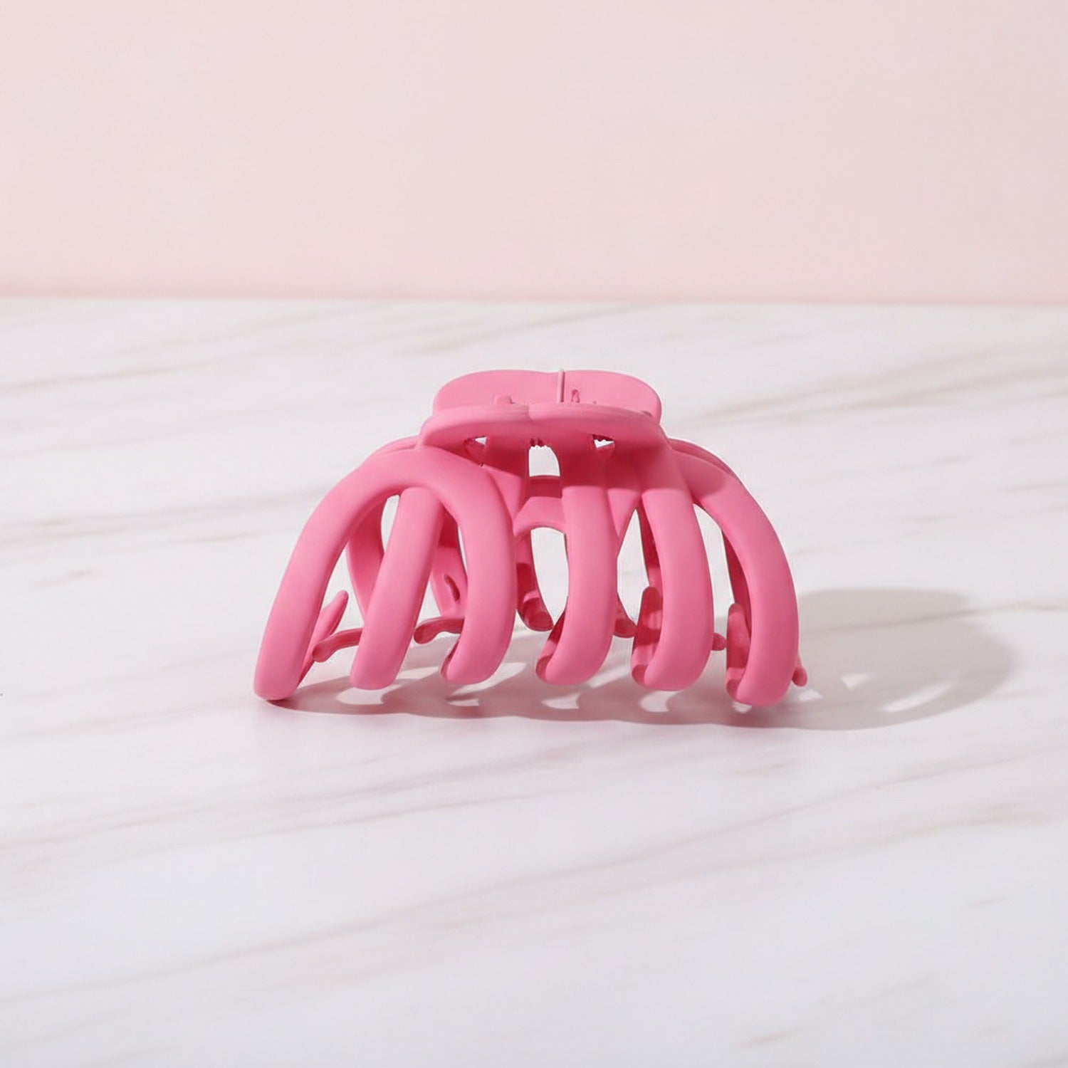 Pink Ribbed Hair Claw Clip Large