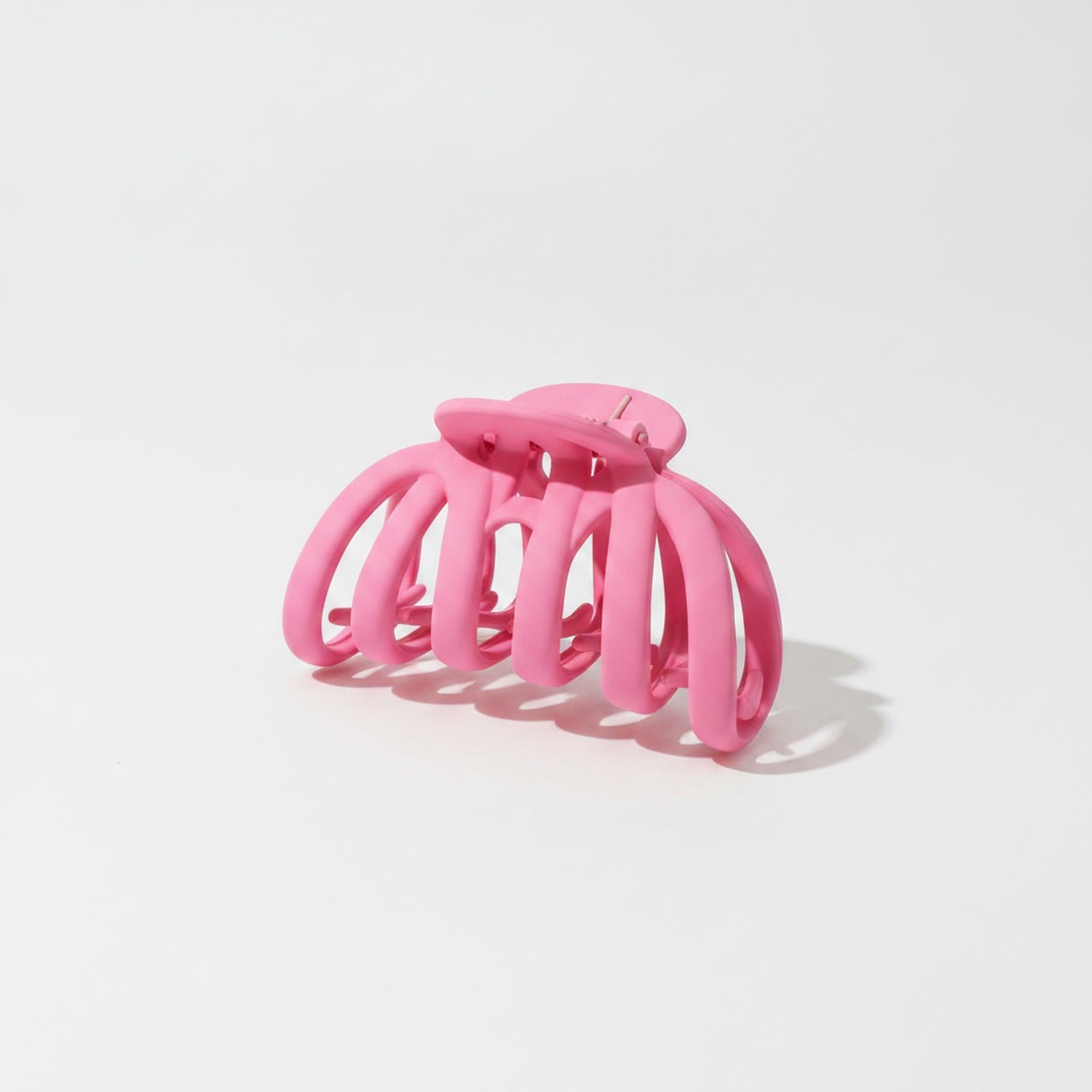 Pink Ribbed Hair Claw Clip Large