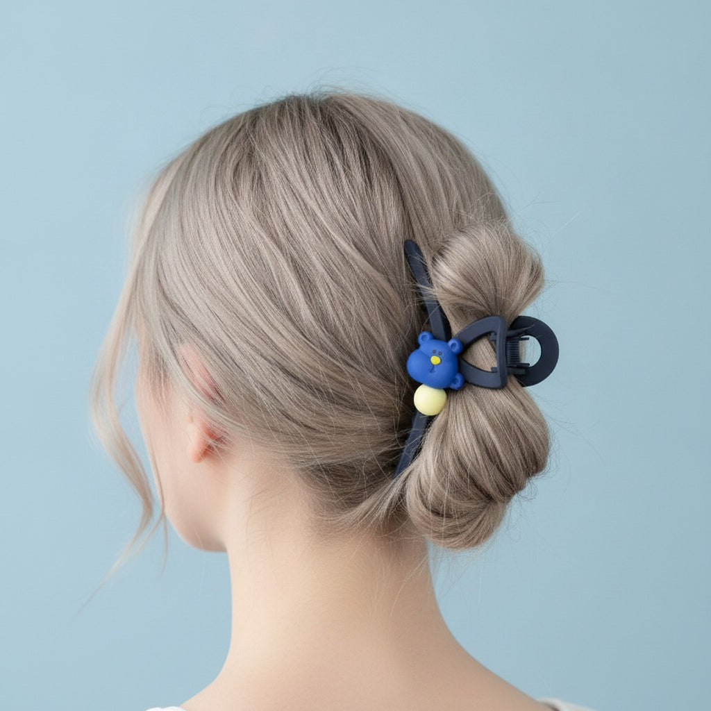 Bear Charm Hair Claw Clip - F-148# Deep Blue Bear