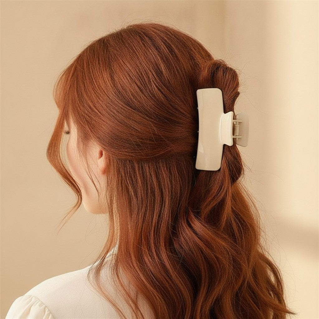 Beige Minimalist Hair Claw Clip