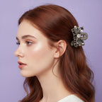 Rhinestone Butterfly Hair Claw Clip - Gray Wrapped Crystal Rhinestone Small Claw Clip