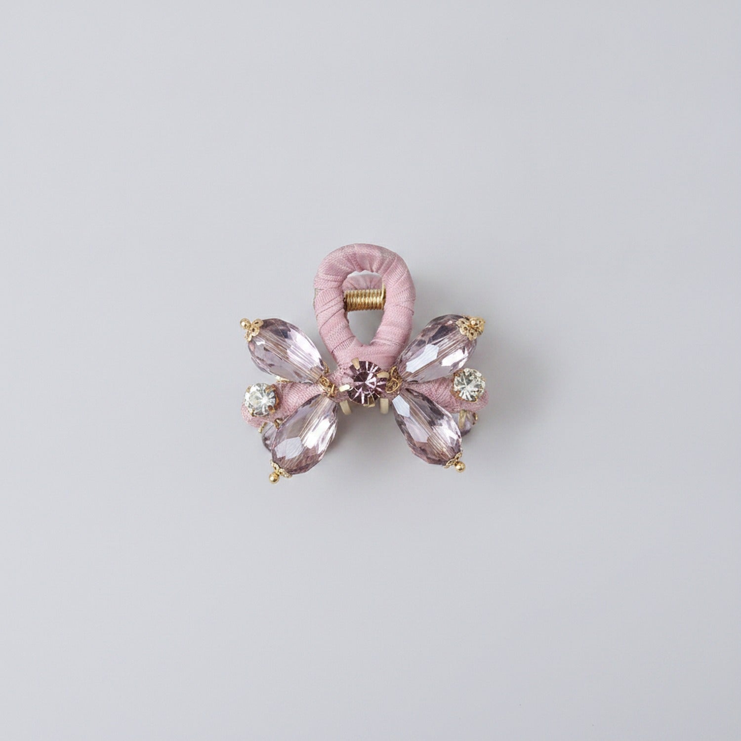Rhinestone Butterfly Hair Claw Clip - Pink Wrapped Crystal Rhinestone Claw Clip